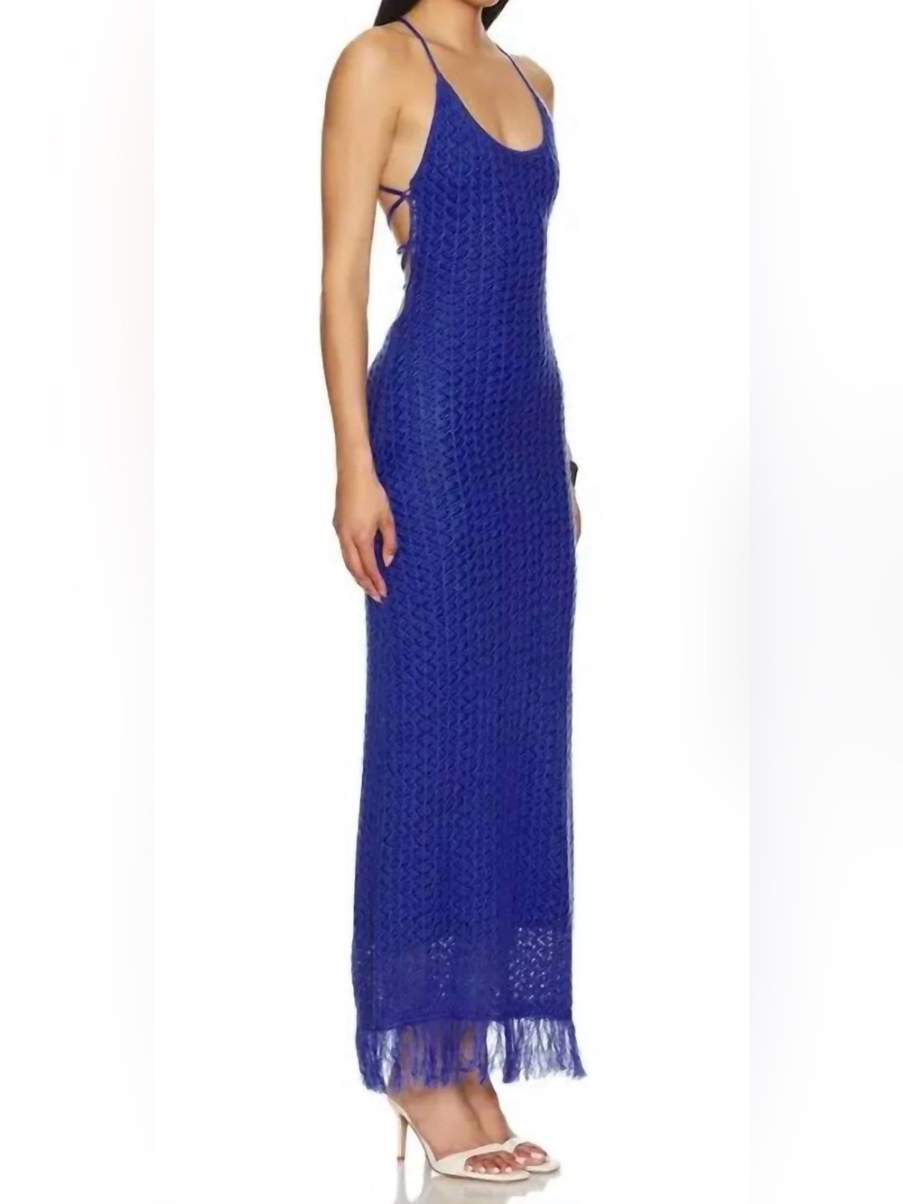 NWT - Capittana Ali Blue Knitted Maxi Crochet Dress - Size M/L - Picture 3 of 15